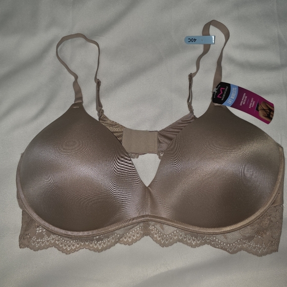 Maidenform Wireless Lift Bra with Scalloped Lace Edge- Size 40C Beige  $48 NWT - Picture 2 of 7